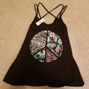 Zumiez Double Racerback Strappy Peace Sign Tank